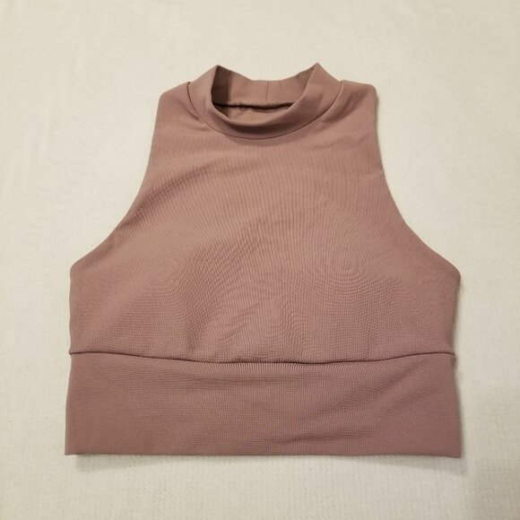 Mauve Mock Neck Sports Bra Kyodan Small w/ Removable Padding Cropped Top Pink - Picture 5 of 7